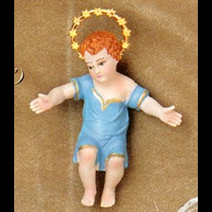 Pers. Enfant-Jésus 4.5" (11.4 cm) en plastique robe bleu
