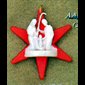 Plastic Nativity On Red Plastic Star, 2.5" (6.3 cm)