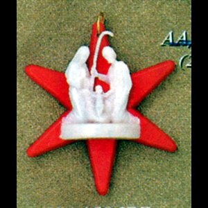 Plastic Nativity On Red Plastic Star, 2.5" (6.3 cm)