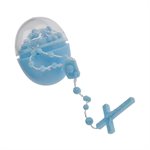 Rosary With Blue Plastic Beads, Mounted On Nylon Cord