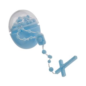 Rosary With Blue Plastic Beads, Mounted On Nylon Cord