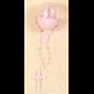"Rosary With Pink Plastic Beads, Mounted On Nylon Cord, In A