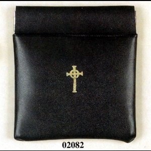 Black Vinyl Rosary Case, 3.5" x 3.75" (9 x 9.5 cm)