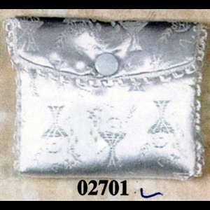 White Communion Satin Rosary Case, 2.75" x 3" (7 x 7.6 cm)