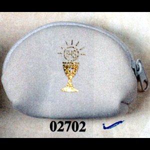 White Nylon Rosary Case With Gold Chalice, 2.5" x 3.5"