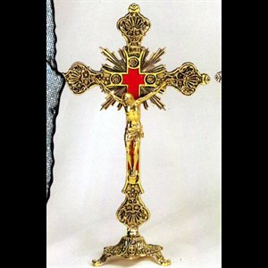 Gold Bras Altar Crucifix, 12" (30.5 cm)
