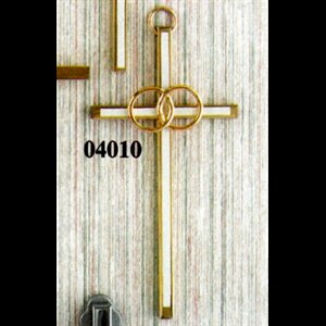 Brass Crucifix For Wedding With White Silk-Screen, 4" (10cm)