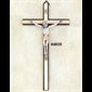 Walnut Crucifix And Gold Metal Cross, Two-Tone Corpus, 8"