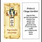 Croix Ange Gardien en bois sur carte avec texte, 5'' Ht