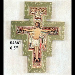 Gold Wooden Cross "St. Damian", 6.5" (16.5 cm)