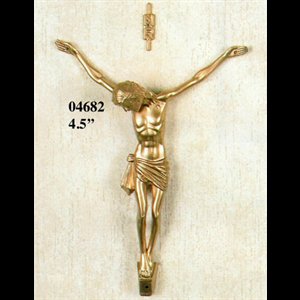 Gold Painted Plastic Corpus, With "INRI", 4.5" (11.4 cm)