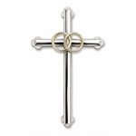 Croix Mariage  Avec Anneaux Argentés 6"  (15 cm)
