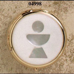 Gold-Plated Pyx, Chalice White emailled 1.75" (4.5 cm) dia.