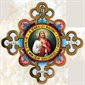 Sacred Heart Colored Paper Plaque With Gold-Colored