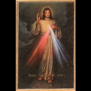 Wooden Vitrified Plaque "Jesus I Trust In You", 3 .5" x 5.5"