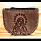 Étui à chapelet en cuir cousu Sainte Vierge