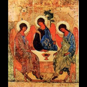 Wooden Vitrified Plaque "Icon Trinity" With Picture 8" x 10"