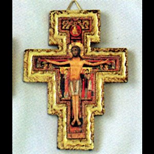 St. Damian Wood Cross, 4" (10 cm)