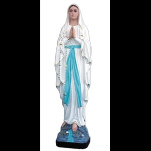 Our Lady of Lourdes Color Fiberglass Outdoor Statue, 12"