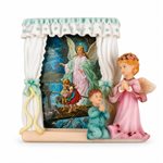 Cadre Baptême Ange Avec Garçon 5 .5" (14 cm) en résine