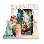 Cadre Baptême Ange Avec Fille 5 .5" (14 cm) en résine
