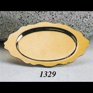 Goldplated Communion Paten, 7 1/8" x 4 3/8" (18 x 11 cm)
