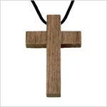 Natural Walnut Wood Cross and Rope, 1.5" (3.8 cm)