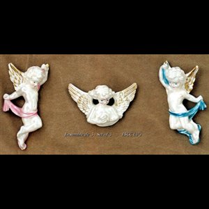 Anges muraux 4" (10 cm) en céramique / Ens de 3 un