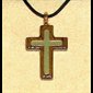 Varnished Black Walnut Wood Cross & Rope Pendant, 1" (2.5cm)