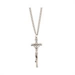 Silver-Plated 2" Pastoral Cross, Stainless Steel Chain 24"