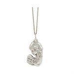Pendentif médaille Vierge & Enfant métal argenté, 18" (46cm)