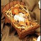 Color Resin Infant Jesus W/Crib Outdoor Figurine, 15" (38cm)