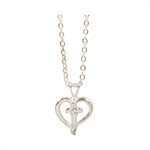 Pendentif Coeur Avec Croix Et Pierre Cristal, 18" (46 cm)