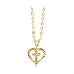Pendentif Coeur Avec Croix Et Pierre Cristal, 18" (46 cm)