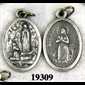 Oxidized Lourdes And Bernadette Medal.