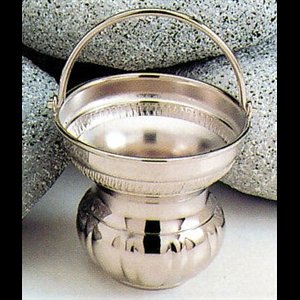 Nickelplated Holy Water Pot, 4.75" (12 cm) Diam.