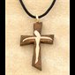 Varnished Maple Wood Cross & Rope Pendant, 1 1/8" (2.9 cm)