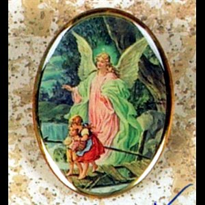 Oval Sun Visor Clip, "Guardian Angel". (Carded)