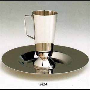 Nickelplated Ewer and Bassin, 10 5/8" (27 cm) Diam.