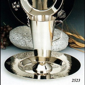 Nickelplated Ewer and Bassin, 10 5/8" (27 cm) D.