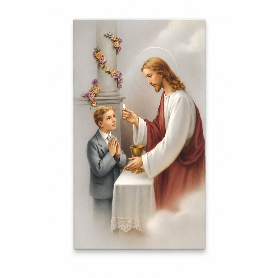 Image Laminée 1ère Communion Garçon 2"x3.5" (5x8.5cm) / un
