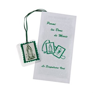 Scapulaire vert avec feuillet explicatif