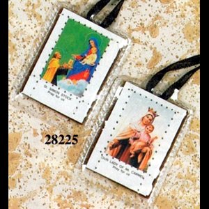 Brown Plastic Covered Scapular With Mont Carmel Colored Imag