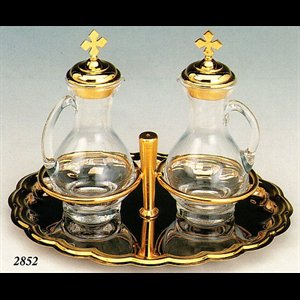 Goldplated and Nickelplated Cruets and Tray, 5 7/8"" x 7 7/8