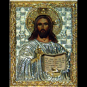 Icône Christ Enseignant 4" (10 cm) en métal brillant