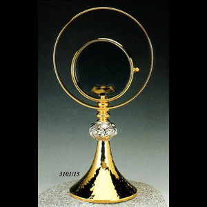 Monstrance, 13.25" (33.5 cm) Ht., Vitre 4 1/3" (11 cm) Diam.