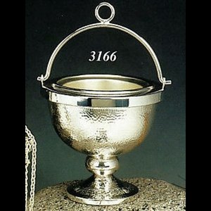 Bénitier de bénédiction argenté 5.5" (14 cm) Diam.