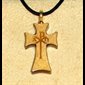 Varnished Maple Wood Cross & Rope Pendant, 1" (2.5 cm)
