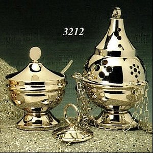 Nickelplated Censer and Boat, 6.5" (16.5 cm) Ht.