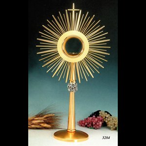 Monstrance, 22 7/16" (57 cm) Ht., Host box 4" (10 cm) Diam.
